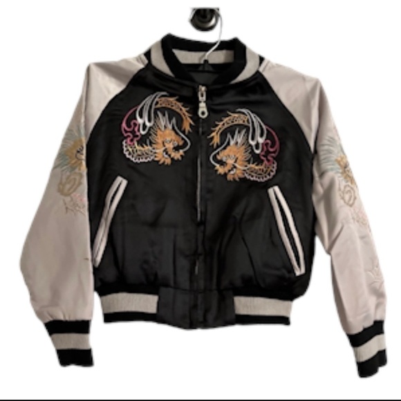 Haus of Jr. Bomber Kid 3 Black Silk Dragon Tokyo School Preppy Modern Retro 80s - Picture 1 of 10